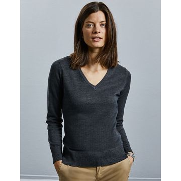 Z710F | Ladies´ V-Neck Knitted Pullover | Russell Collection